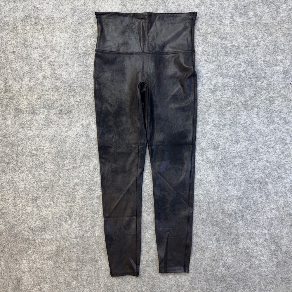 Spanx Faux Leather Leggings Women's Size‎ XL Black High Rise Shaping